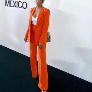 Zara Bold Orange Straight Leg Trousers